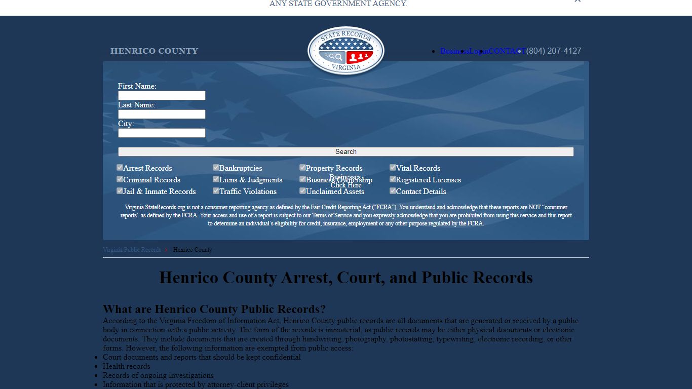 Henrico County Arrest, Court, and Public Records